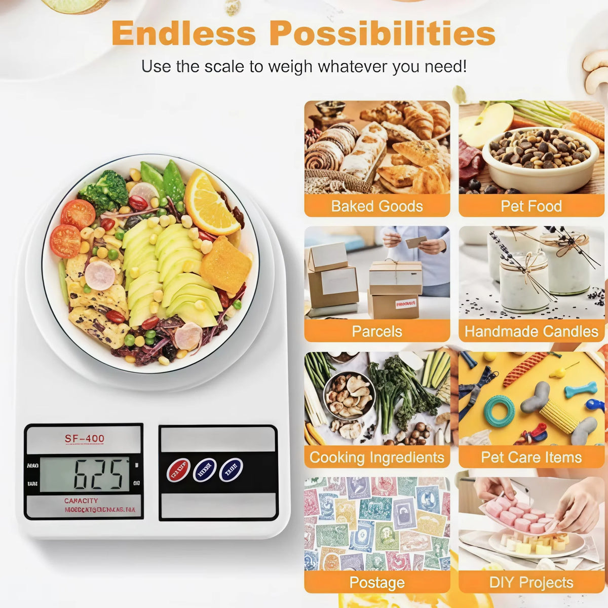 Digital Kitchen Scale 22lb/10kg Capacity, Stainless Steel Food Scale with oz/g Units | Replaceable Battery Power