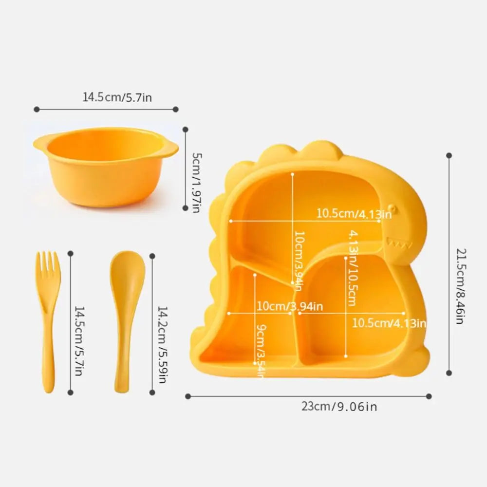 Kit de Alimentação Infantil Dinossauro com Prato, Tigela e Talheres