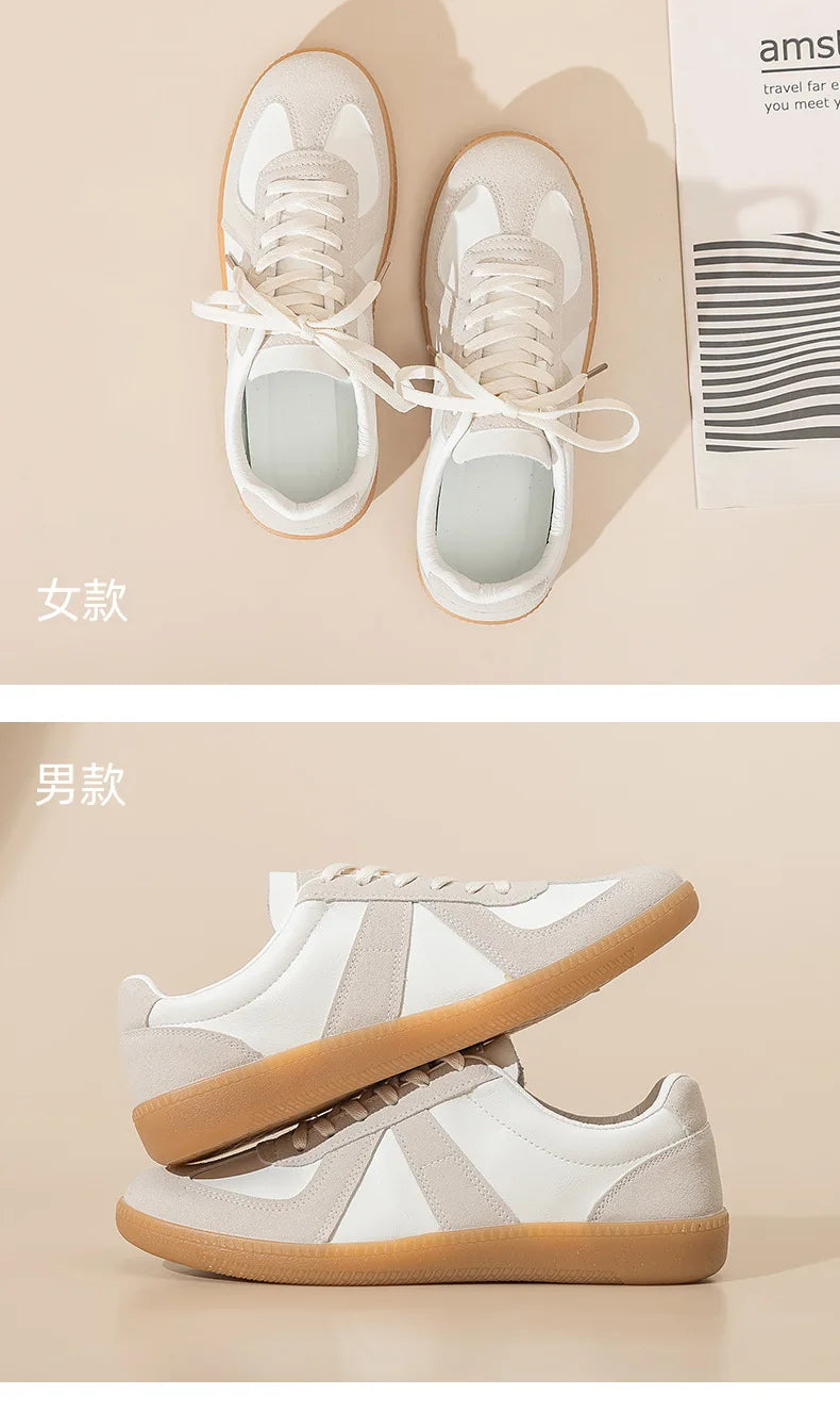 Unisex German Army Trainers Shoes Versatile White Casual Shoes 2026 Spring Retro Sneakers Couples Platform Sports Shoes