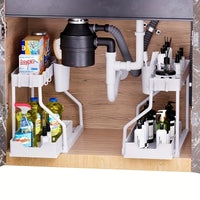 Space Saving 2 Tier Under Sink Organizer Pull Out Durable Storage Box For Kitchen Bathroom Large Capacity Drawer Organizer