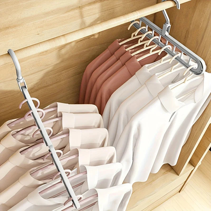 Kit com 3 Cabides Dobráveis Organizadores de Roupas com 9 Ganchos