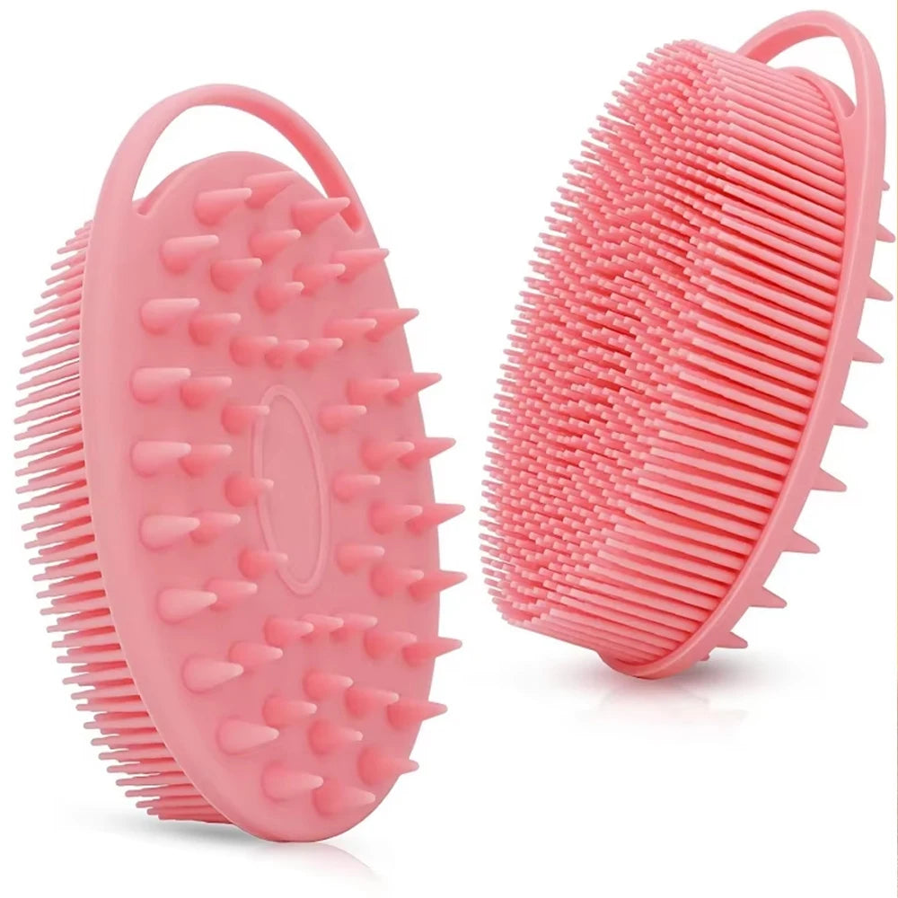 Exfoliating Sponge Dead Body Scrubber Skin Head Washing Brush Comb Silicone Bristle Bath Brush Scalp Massager Bath Tool Hygienic