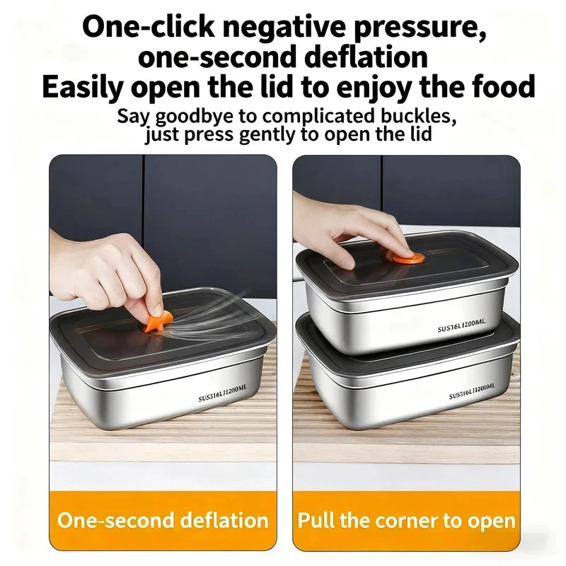 Large Capacity Stainless Steel Leak Proof Sealed Bento Box Microwave Safe for Camping Fridge Freezer Food Storage