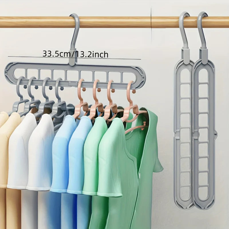 Kit com 3 Cabides Dobráveis Organizadores de Roupas com 9 Ganchos