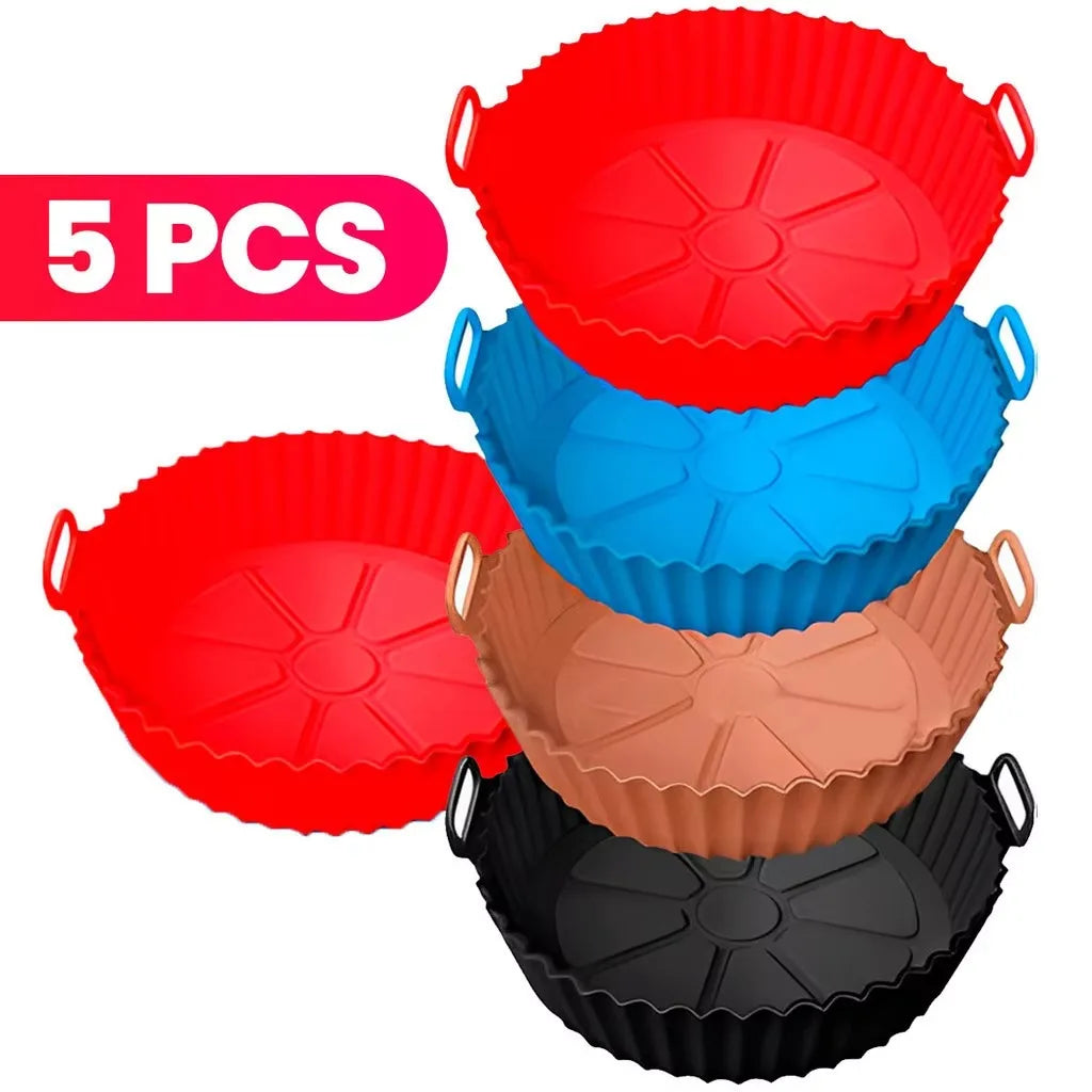 5 Shapes Reusable Silicone Non-stick Kit for Air Fryer Microwave Oven and Fryer Ideal For Healthy Baking if