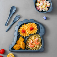 Kit de Alimentação Infantil Dinossauro com Prato, Tigela e Talheres
