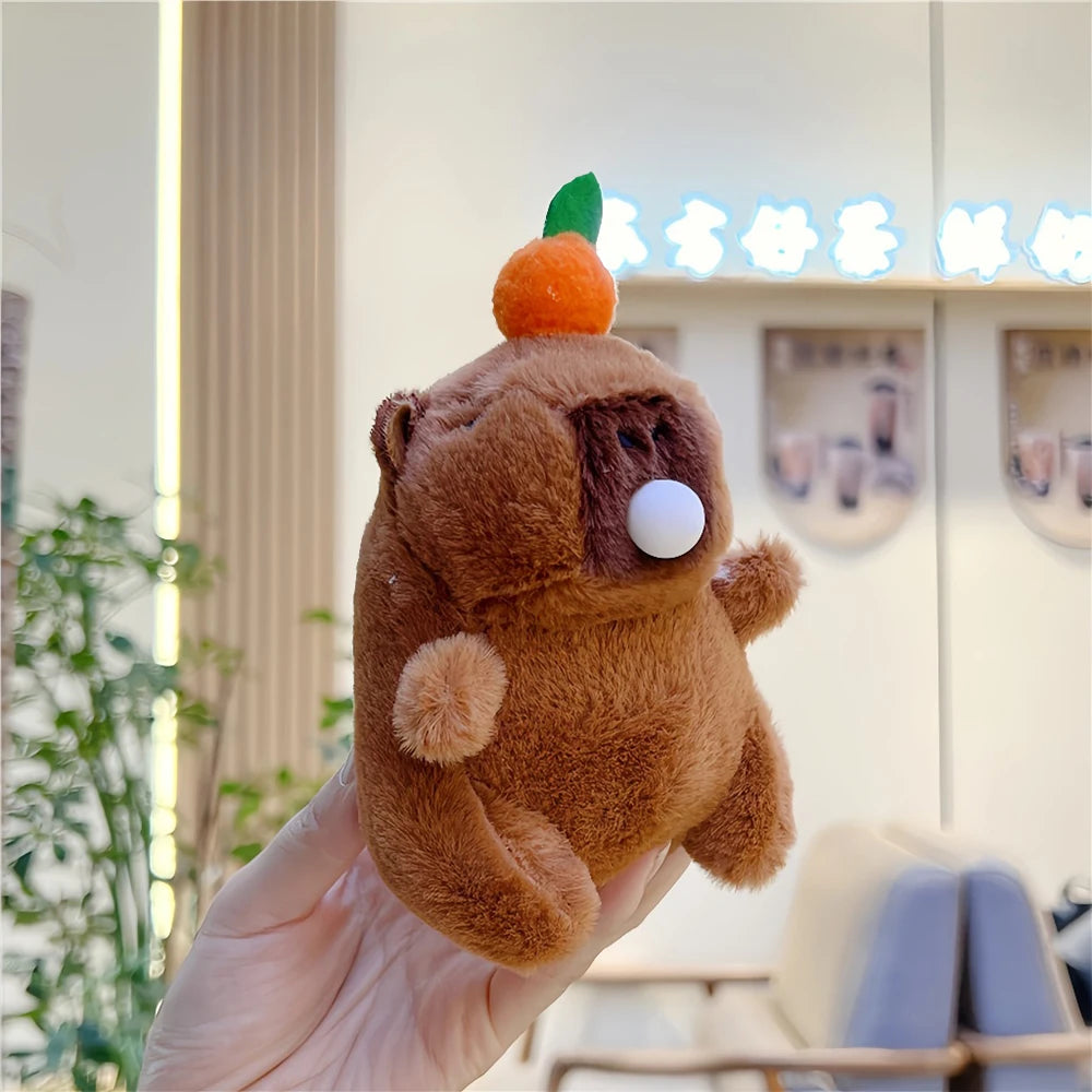 Plush Capybara Interactive Anti Stress Toy Blow Bubbles and Slips Tab Fun Gift For Couple and Adults