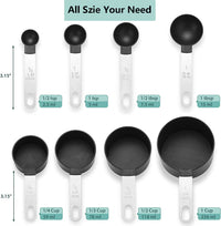 8pcs Measuring Cups & Spoons Set,Stackable Nesting Measure Cups with Stainless Steel Handle,Kitchen Gadgets for Cooking & Baking
