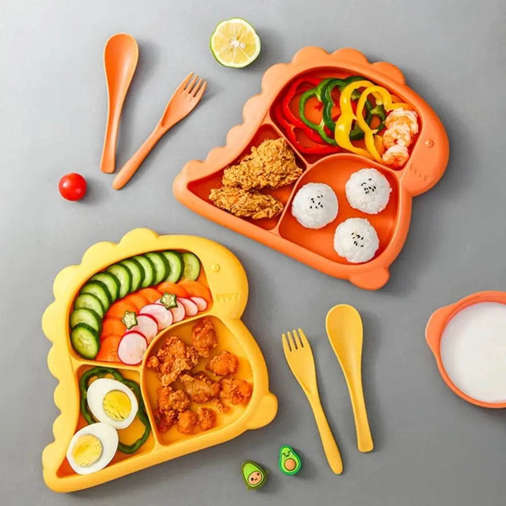 Kit de Alimentação Infantil Dinossauro com Prato, Tigela e Talheres