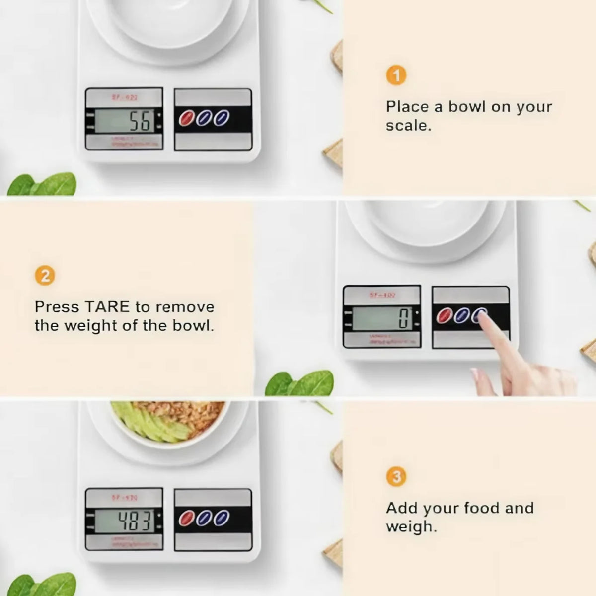 Digital Kitchen Scale 22lb/10kg Capacity, Stainless Steel Food Scale with oz/g Units | Replaceable Battery Power