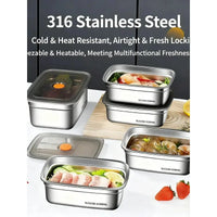 Large Capacity Stainless Steel Leak Proof Sealed Bento Box Microwave Safe for Camping Fridge Freezer Food Storage