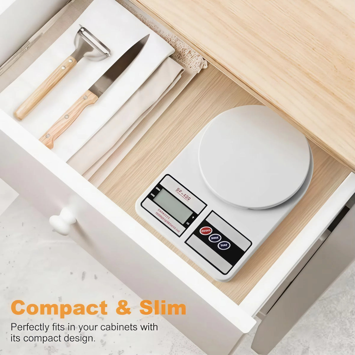 Digital Kitchen Scale 22lb/10kg Capacity, Stainless Steel Food Scale with oz/g Units | Replaceable Battery Power