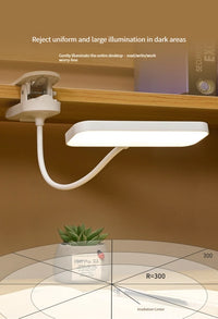 LED Clip-On Desk Lamp With Eye Care,360° Flexible,USB Rechargeable & Plug-in Dimmable LED Night Desk Lamp for Bedroom Study Read
