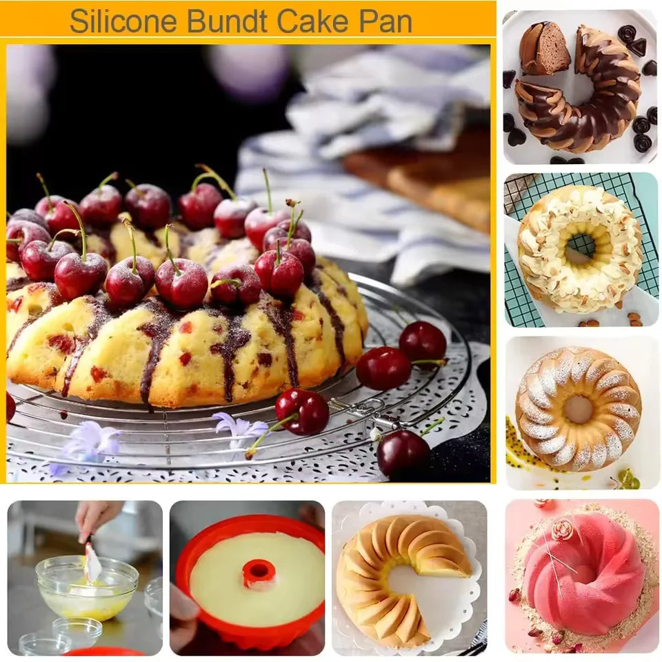 Silicone Cake Mold Round Shape Oven Cake Mold Silicone Bread Pan 12 Holes Muffin Cupcake Baking Pans Resin Molds