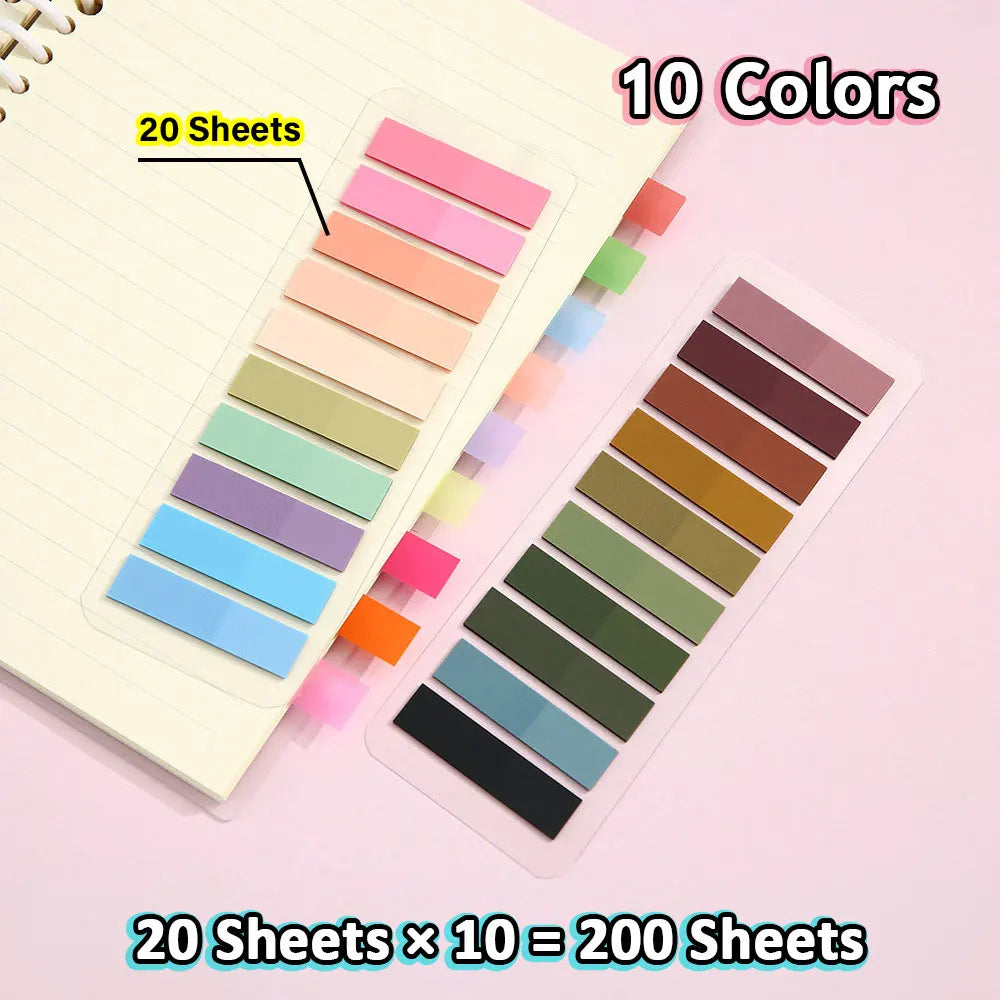 Marcadores Adesivos Transparentes Coloridos com 200 Folhas