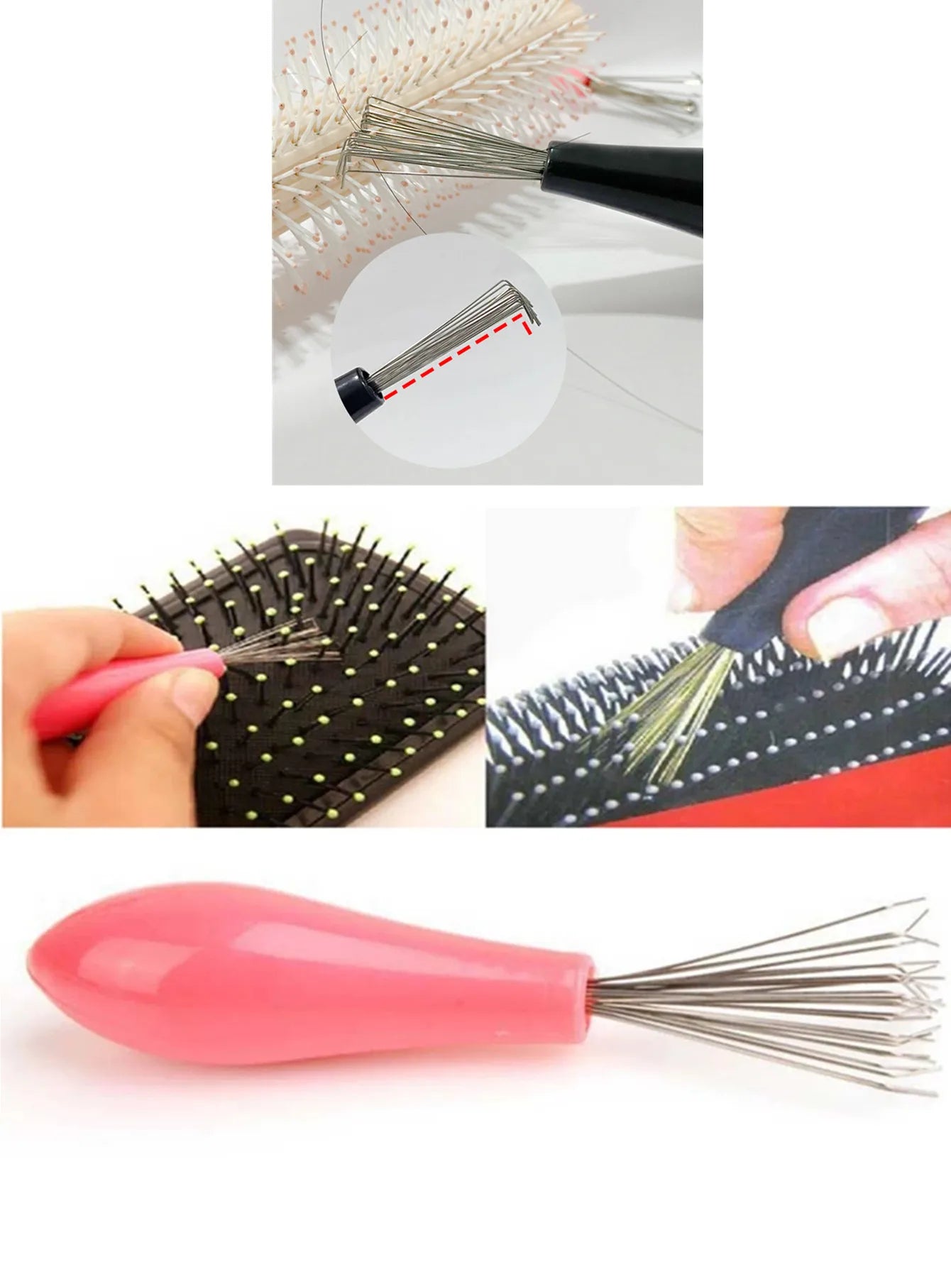 Comb Hair Brush Cleaner Plastic Handle Cleaning Brush Remover Embedded Beauty Tools Cleaning Products Cleaning Supplies