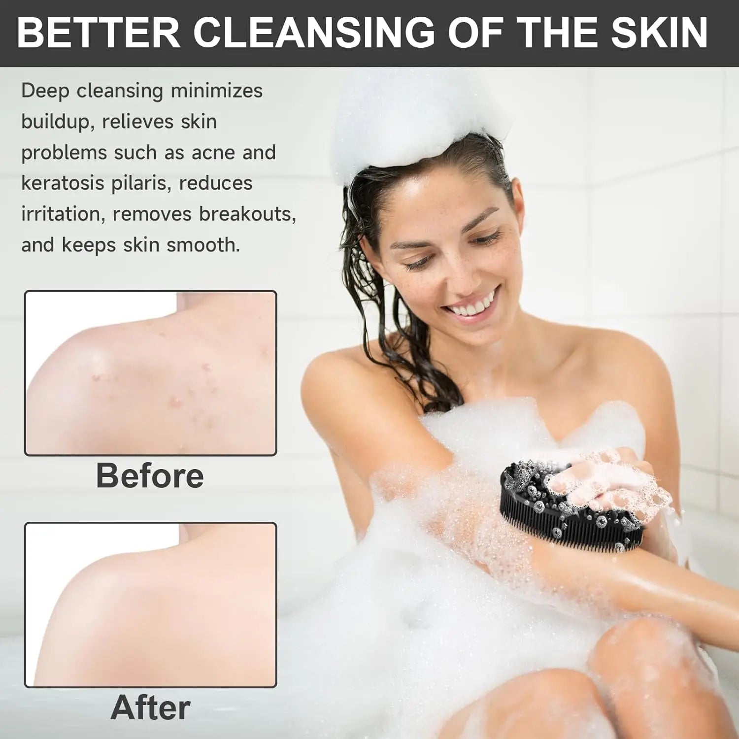 Exfoliating Sponge Dead Body Scrubber Skin Head Washing Brush Comb Silicone Bristle Bath Brush Scalp Massager Bath Tool Hygienic