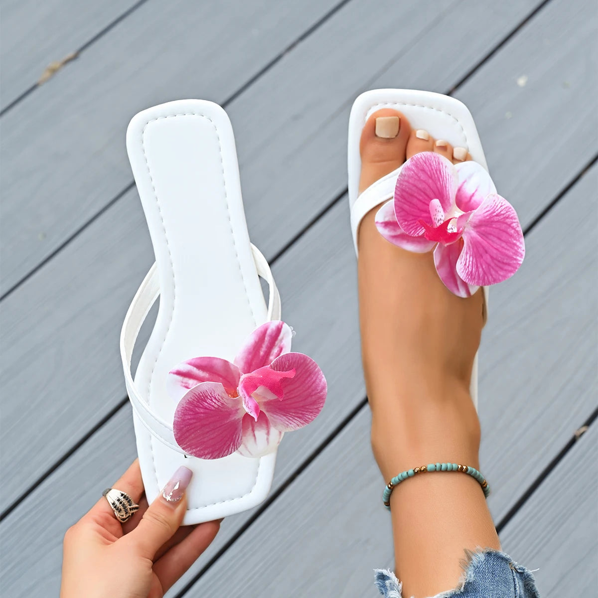 Sandália Feminina Casual com Bico Quadrado