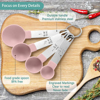 8pcs Measuring Cups & Spoons Set,Stackable Nesting Measure Cups with Stainless Steel Handle,Kitchen Gadgets for Cooking & Baking