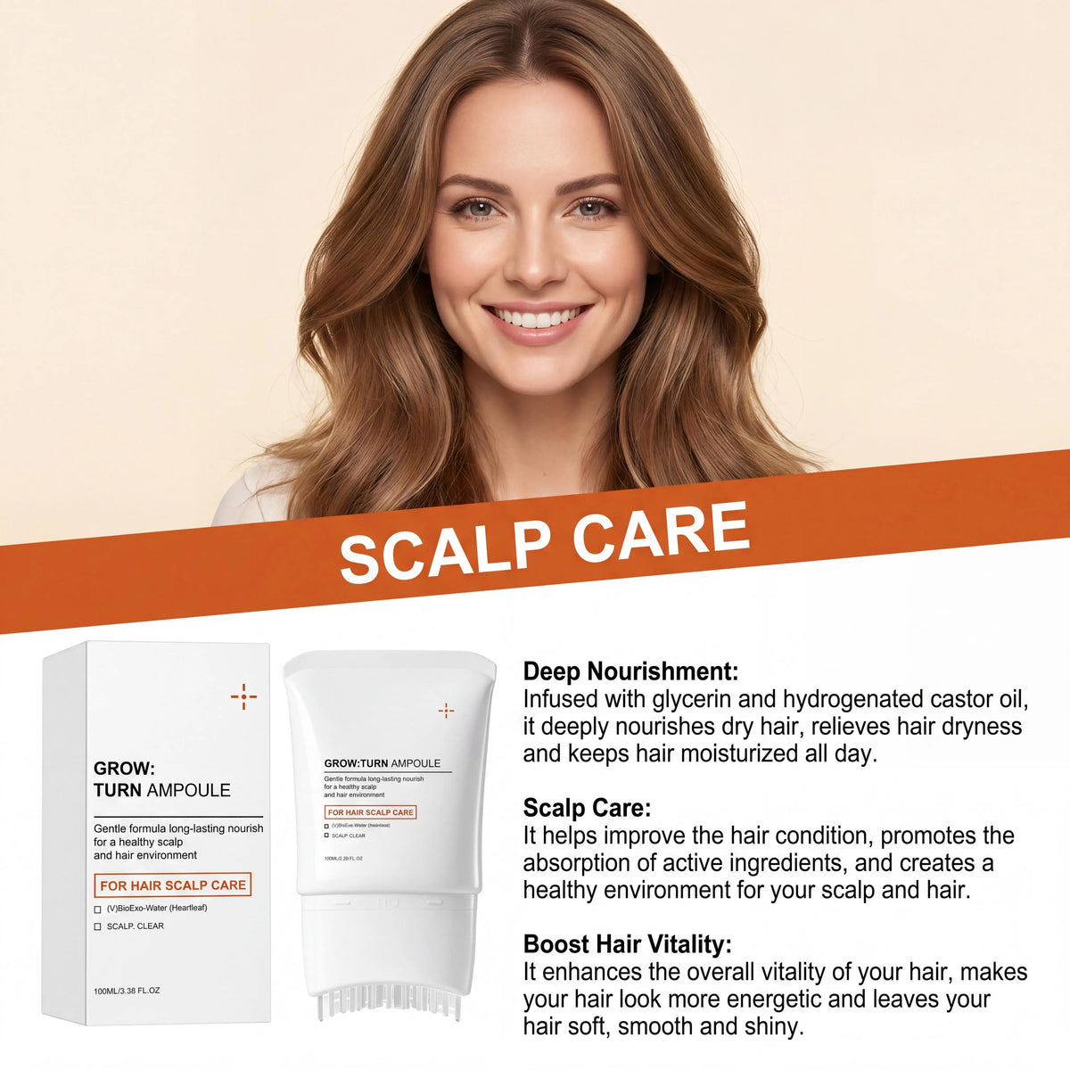 Volumizing Hair Serum Deep Nourish Care Repair Damaged Hair Roots Improve Scalp Environment Scalp Massager With Built-In Brush