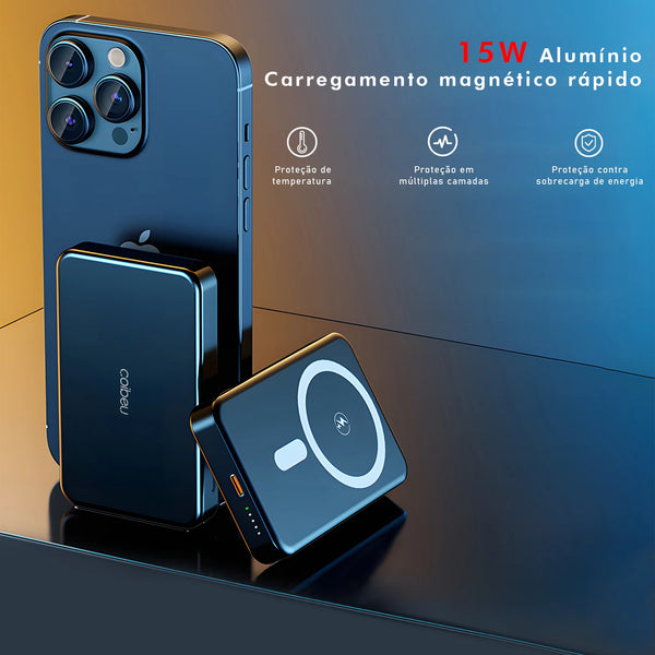Power Bank Magnético Portátil para Carregamento Rápido