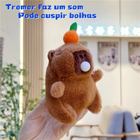Plush Capybara Interactive Anti Stress Toy Blow Bubbles and Slips Tab Fun Gift For Couple and Adults