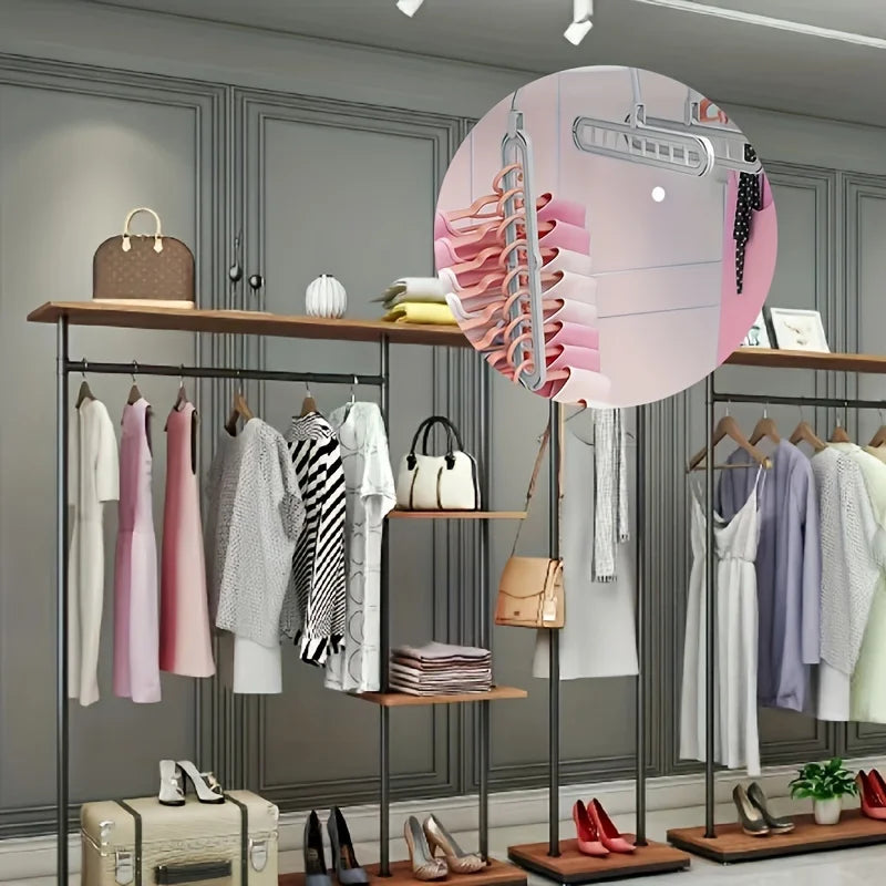 Kit com 3 Cabides Dobráveis Organizadores de Roupas com 9 Ganchos