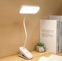 LED Clip-On Desk Lamp With Eye Care,360° Flexible,USB Rechargeable & Plug-in Dimmable LED Night Desk Lamp for Bedroom Study Read