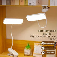 LED Clip-On Desk Lamp With Eye Care,360° Flexible,USB Rechargeable & Plug-in Dimmable LED Night Desk Lamp for Bedroom Study Read