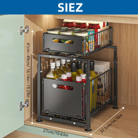 Under Sink Organizer 2 Tier Height Adjustable Cabinet Storage Metal Kitchen Organizer Multi-purpose Organizers for Cupboard