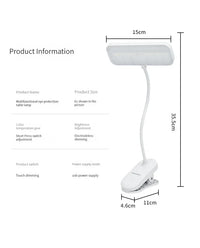 LED Clip-On Desk Lamp With Eye Care,360° Flexible,USB Rechargeable & Plug-in Dimmable LED Night Desk Lamp for Bedroom Study Read