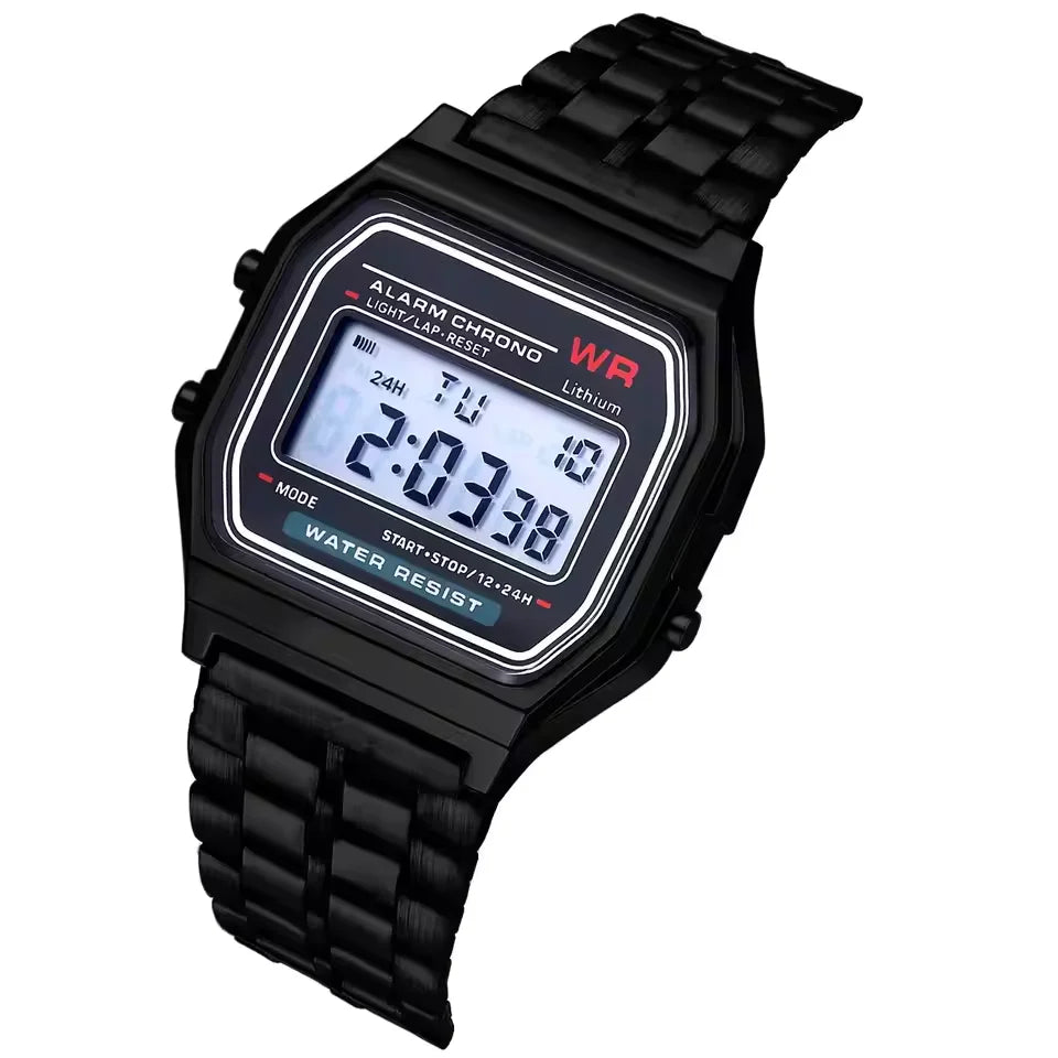 Relógio Digital LED Masculino em Aço Inoxidável