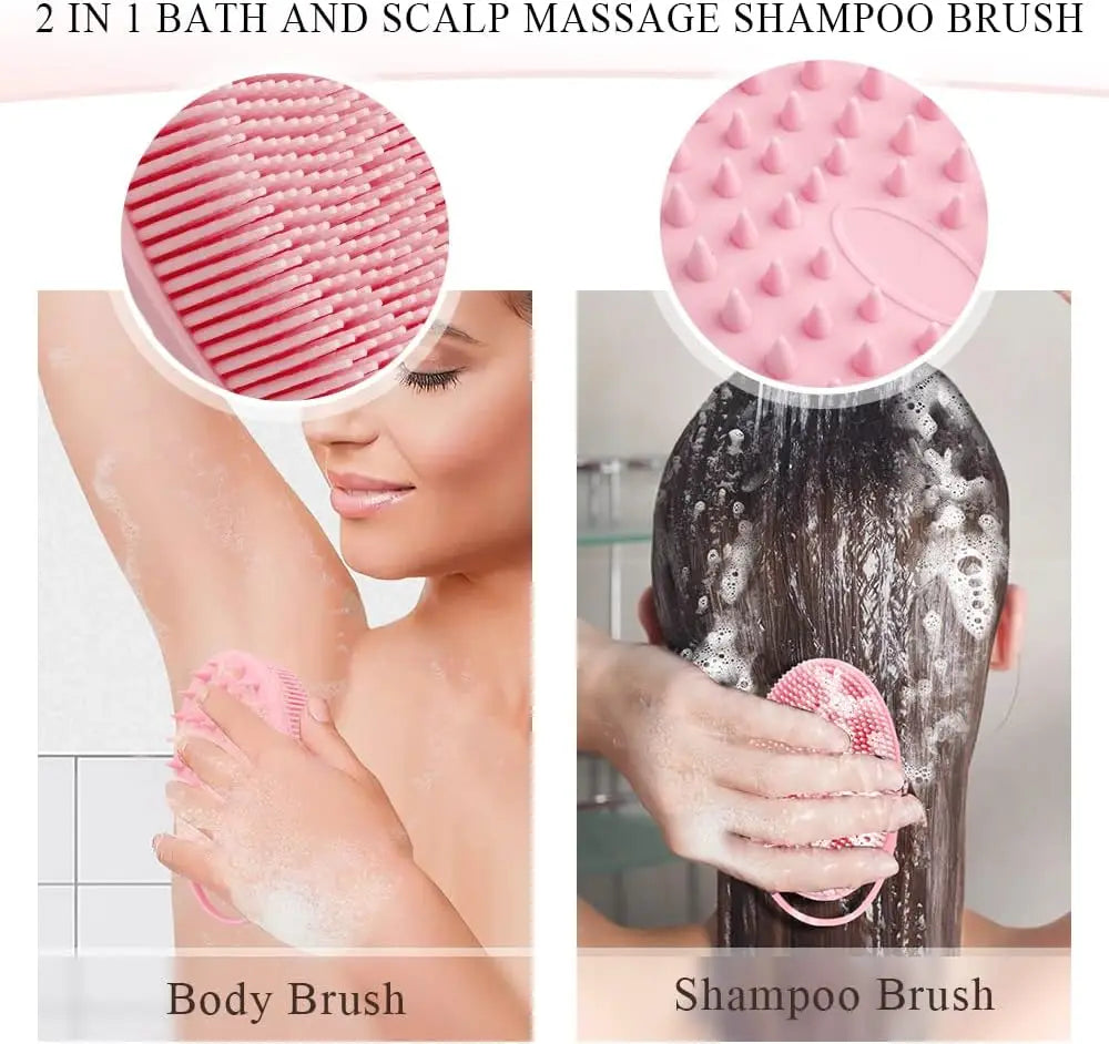 Exfoliating Sponge Dead Body Scrubber Skin Head Washing Brush Comb Silicone Bristle Bath Brush Scalp Massager Bath Tool Hygienic