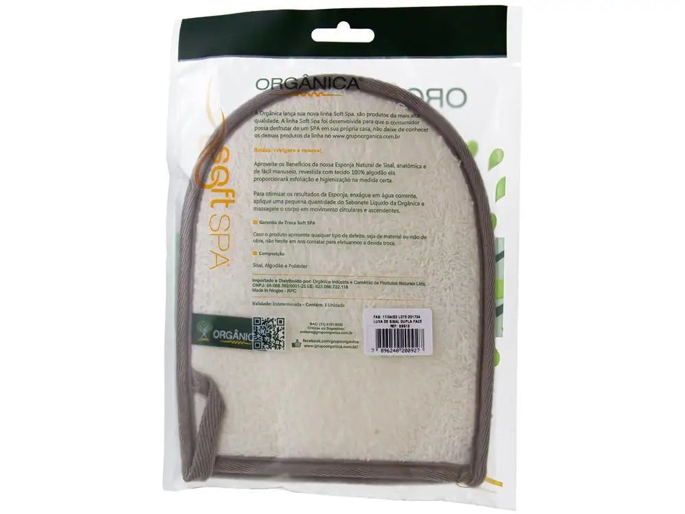 Luva de Banho Orgânica SoftSpa Dupla Face