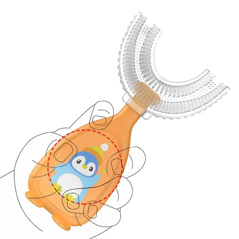 Escova de Dentes Infantil 360° em Silicone com Design em U