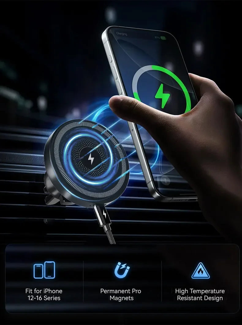 Magnetic Wireless Car Charger Air Vent Phone Holder Stand For iPhone 17 16 Pro Max 15 14 13 12 Fast Charging Cellphone Bracket
