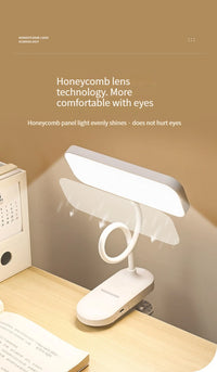 LED Clip-On Desk Lamp With Eye Care,360° Flexible,USB Rechargeable & Plug-in Dimmable LED Night Desk Lamp for Bedroom Study Read