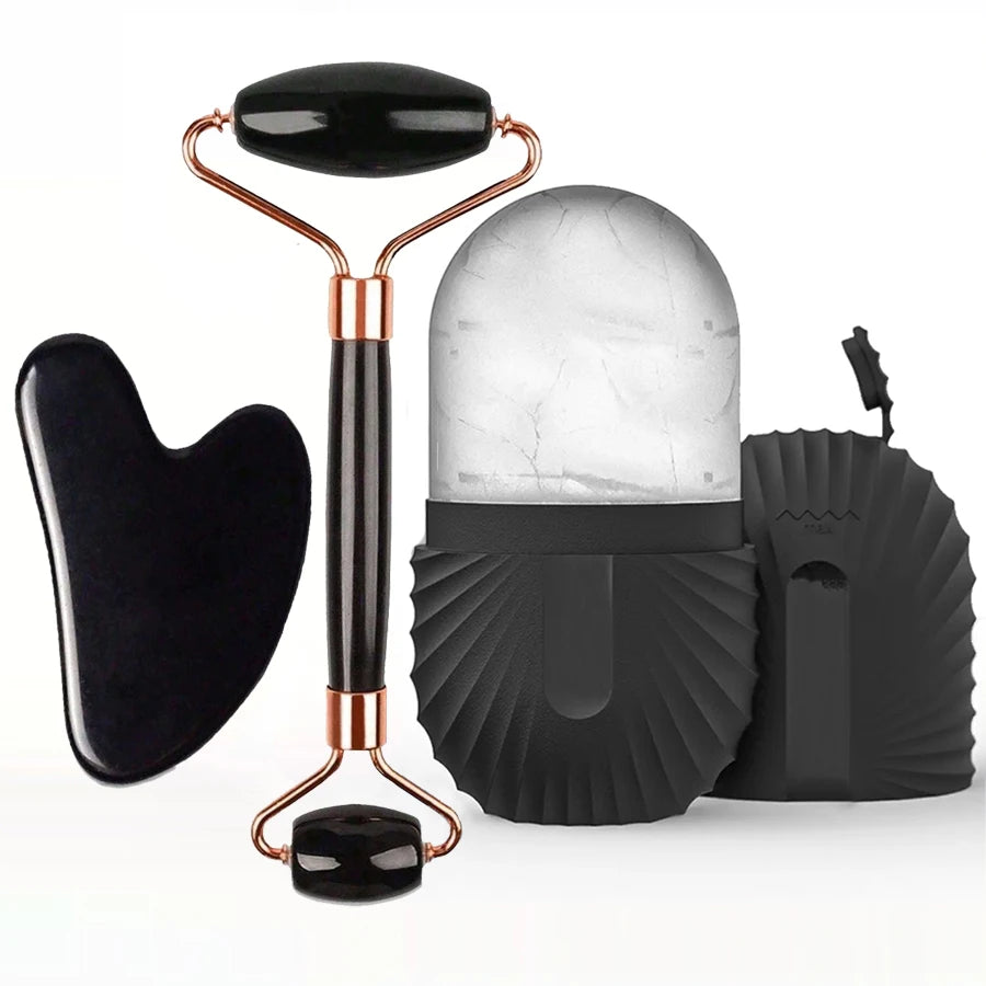 Kit Rolo de Gelo e Gua Sha para Skincare