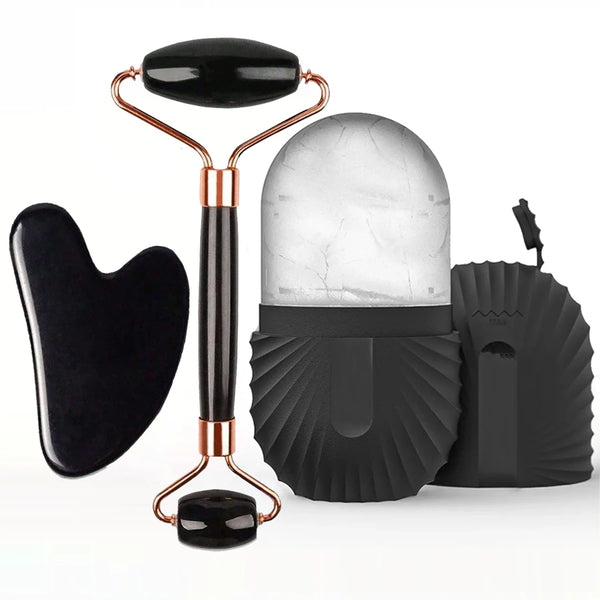 Kit Rolo de Gelo e Gua Sha para Skincare