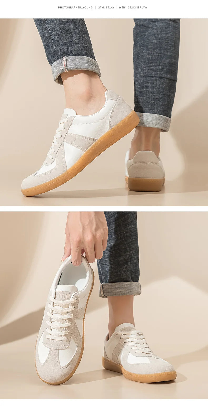 Unisex German Army Trainers Shoes Versatile White Casual Shoes 2026 Spring Retro Sneakers Couples Platform Sports Shoes