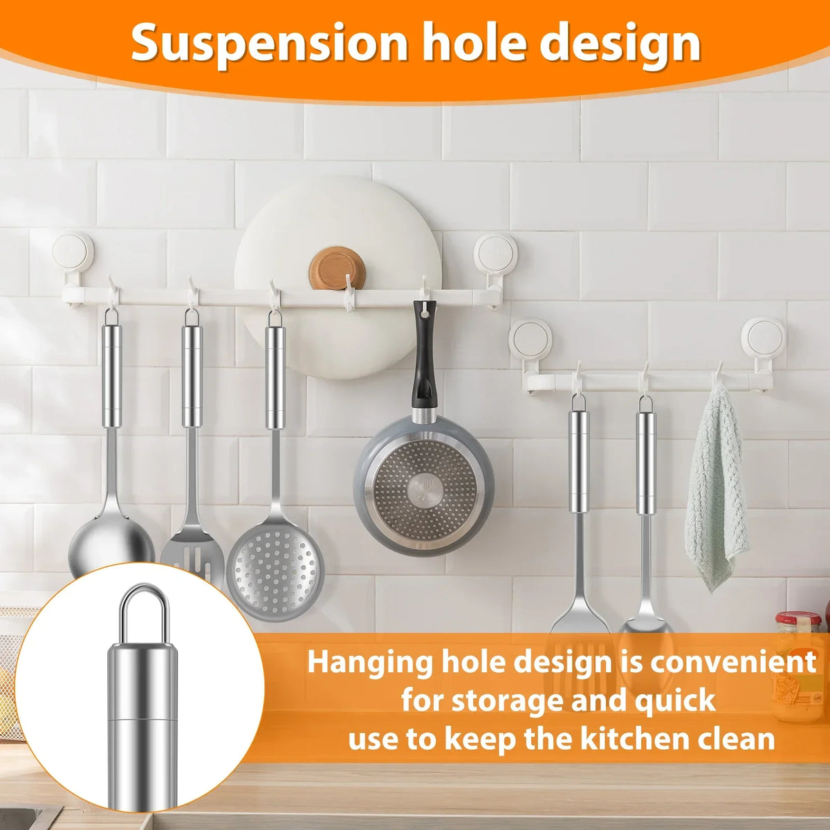 5Pcs Kitchen Cooking Utensils Set Stainless Steel Spoons Spatula Set with Ergonomic Handle Heavy-Duty Washable Spoons Utensils