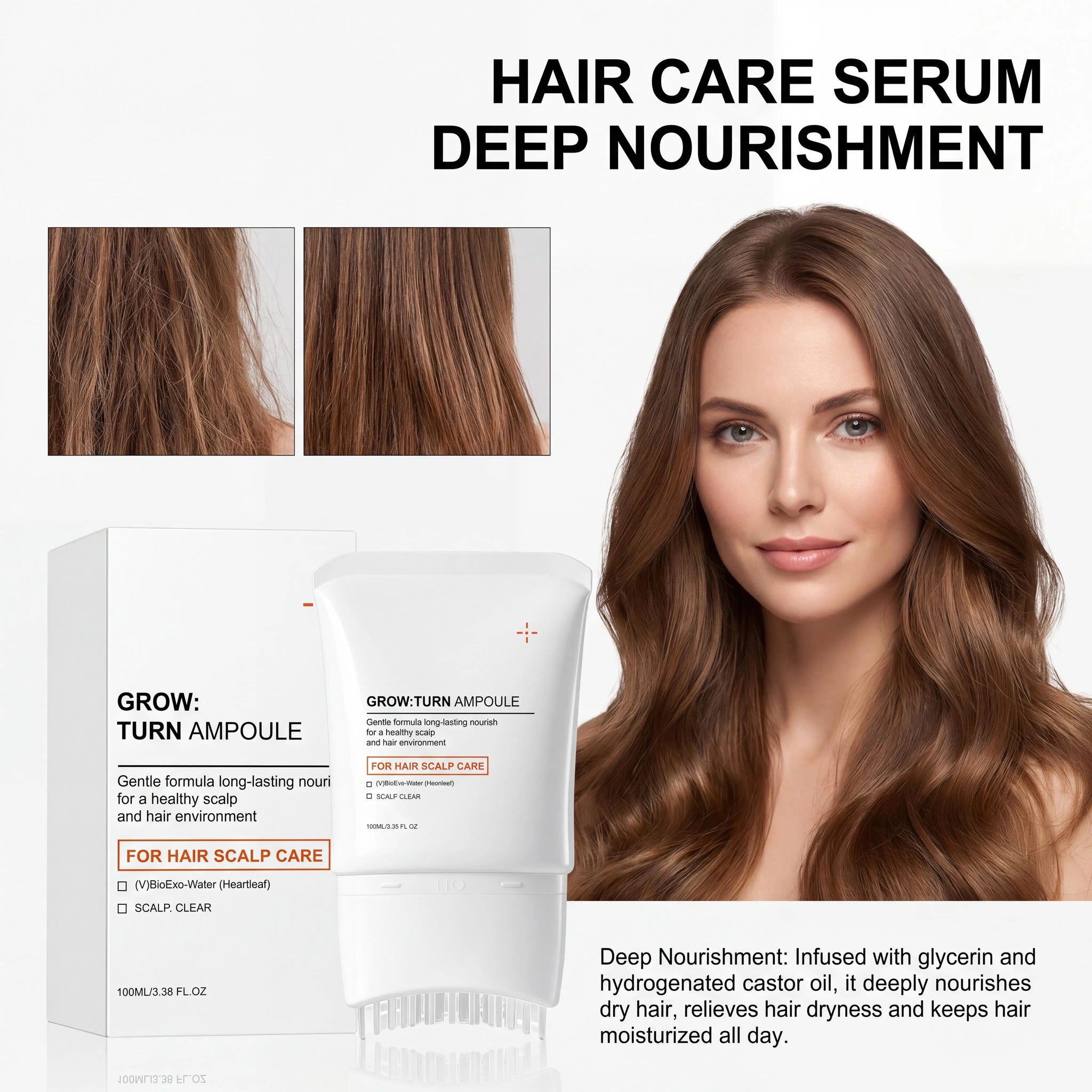 Volumizing Hair Serum Deep Nourish Care Repair Damaged Hair Roots Improve Scalp Environment Scalp Massager With Built-In Brush