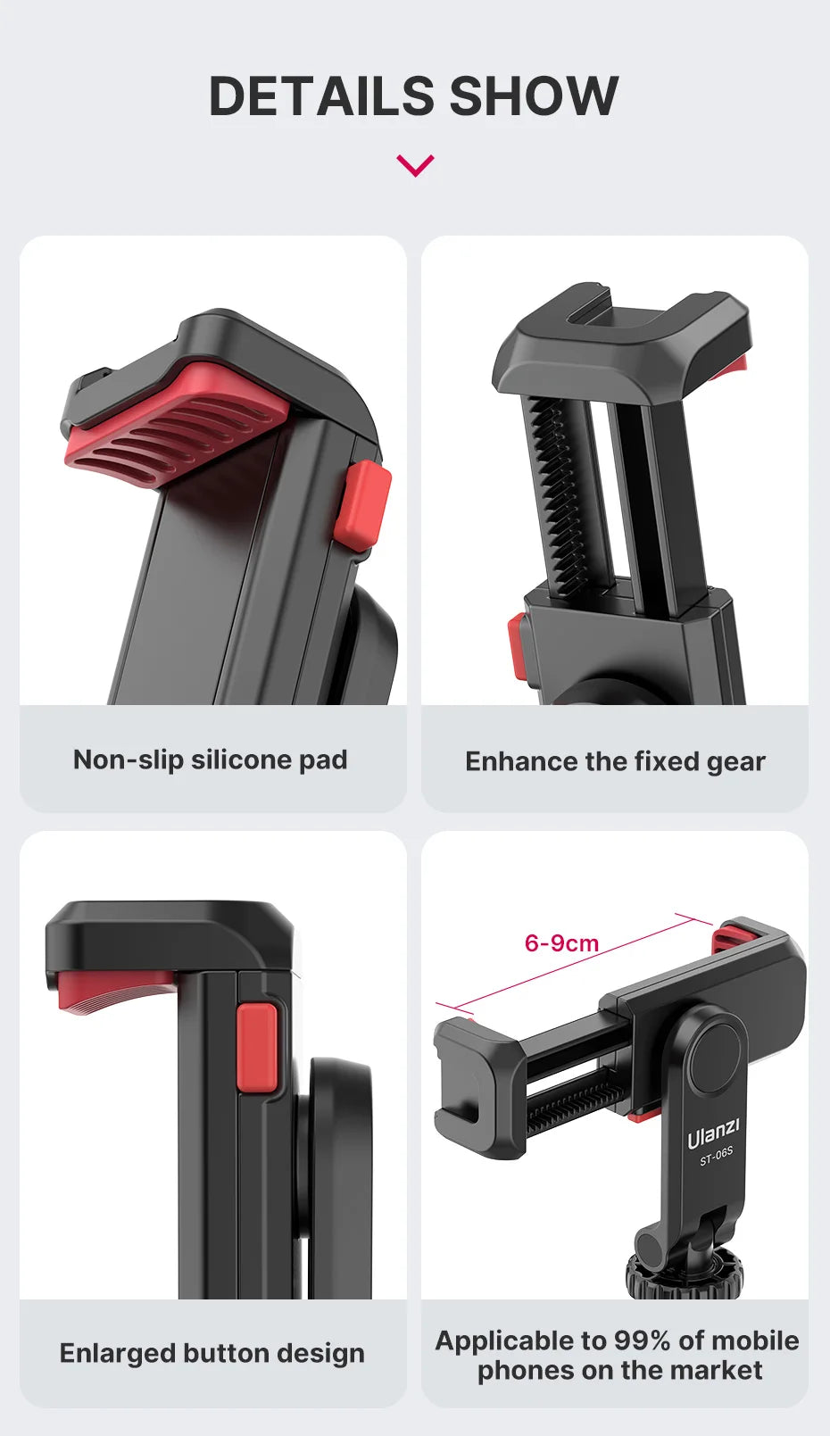 Ulanzi ST-06S Vertical Shooting Phone Mount Holder DSLR Camera Monitor Mount Tripod Mount Clamp for Smartphone Video Vlog