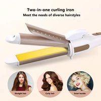Mini 2 in 1 Portable Dual Voltage Mini Professional Hair Straightener, Compact Design for Curls and Waves on Trips