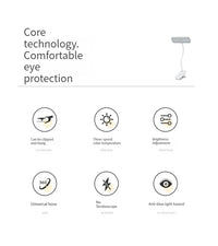 LED Clip-On Desk Lamp With Eye Care,360° Flexible,USB Rechargeable & Plug-in Dimmable LED Night Desk Lamp for Bedroom Study Read