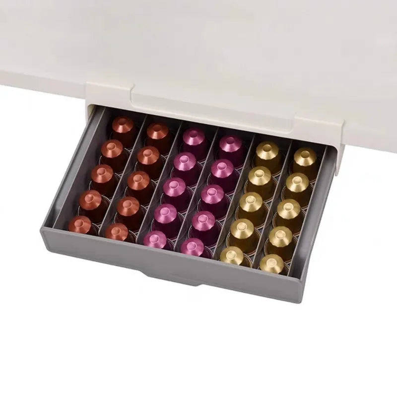 Capsule Coffee Tea Bag Storage Rack, Small Drawer Organizer Box, No Drilling Required, Space-Saving Storage Box