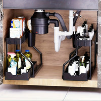 Space Saving 2 Tier Under Sink Organizer Pull Out Durable Storage Box For Kitchen Bathroom Large Capacity Drawer Organizer