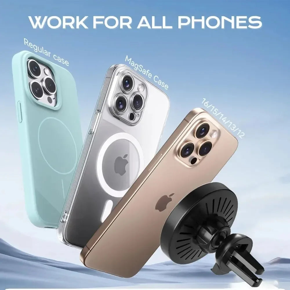 Magnetic Wireless Car Charger Air Vent Phone Holder Stand For iPhone 17 16 Pro Max 15 14 13 12 Fast Charging Cellphone Bracket