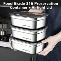 Large Capacity Stainless Steel Leak Proof Sealed Bento Box Microwave Safe for Camping Fridge Freezer Food Storage