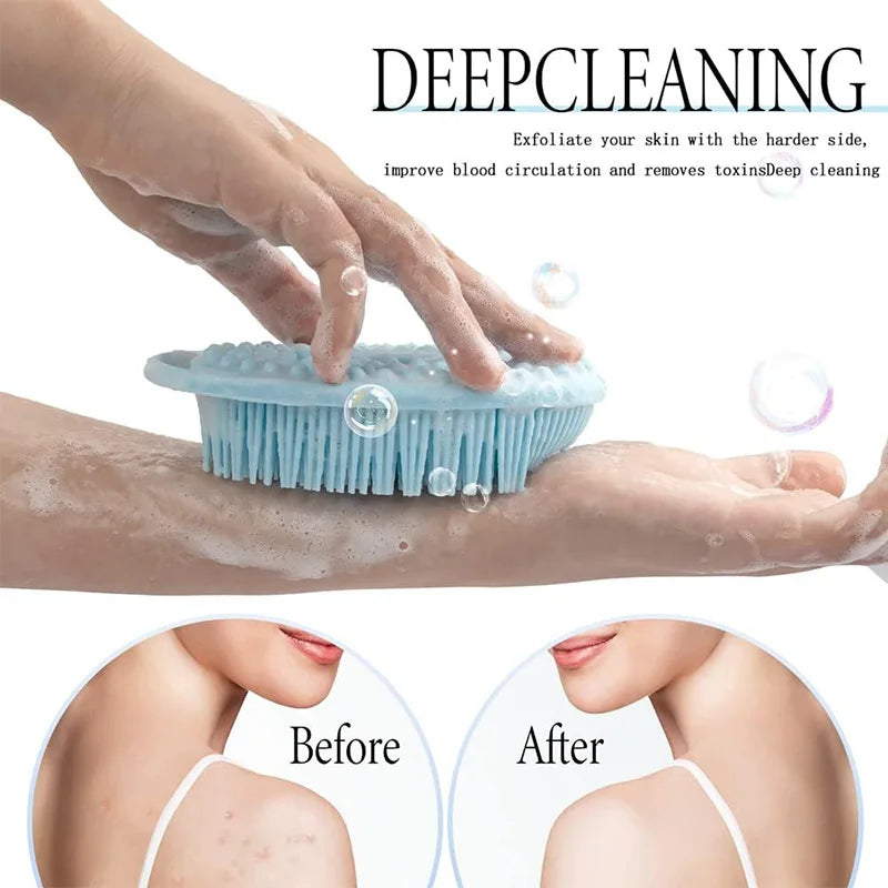 Exfoliating Sponge Dead Body Scrubber Skin Head Washing Brush Comb Silicone Bristle Bath Brush Scalp Massager Bath Tool Hygienic